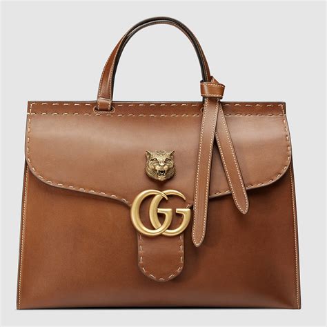 gucci big brown leather gym bag|brown leather gucci handbags sale.